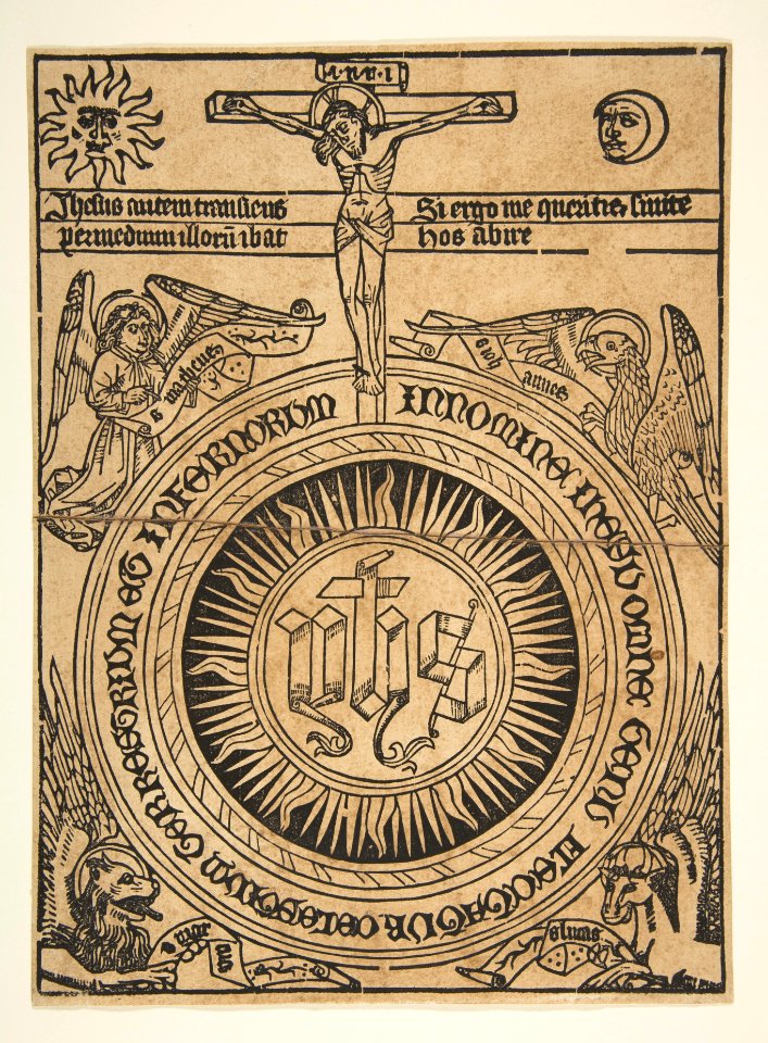 The Sacred Monogram with the Symbols of the Evangelists and the Crucifixion (Schr. 1812) MET DP813541