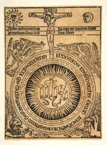 The Sacred Monogram with the Symbols of the Evangelists and the Crucifixion (Schr. 1812) MET DP813541