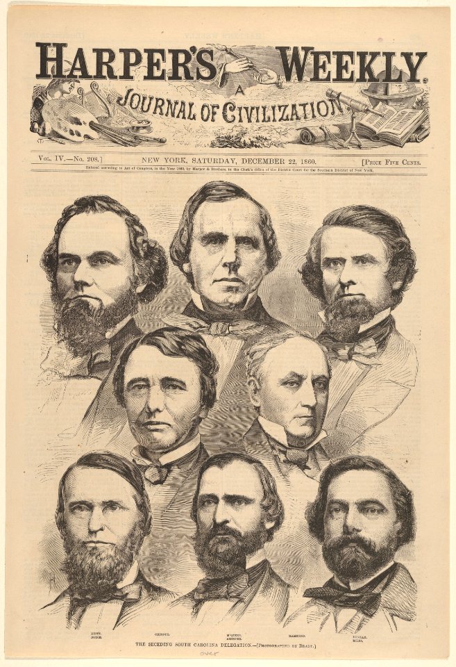 The Seceding South Carolina Delegation -Photographed by Brady- (from Harper's Weekly, Vol. IV) MET DP831342