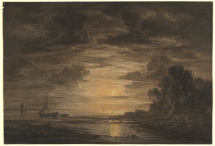 The River Elbe Downstream of Hamburg by Moonlight MET DP819781