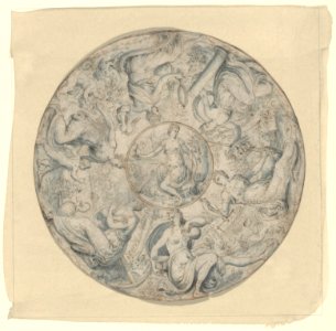 The Seven Virtues in a Roundel, with Faith at the Center MET DP169130