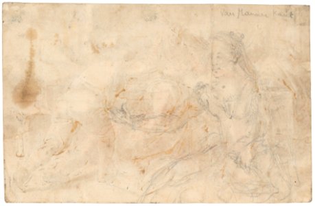 The Servants of Absalom killing Amnon (2 Samuel 13, 28-29); verso- Sketch of a seated woman MET DP220815