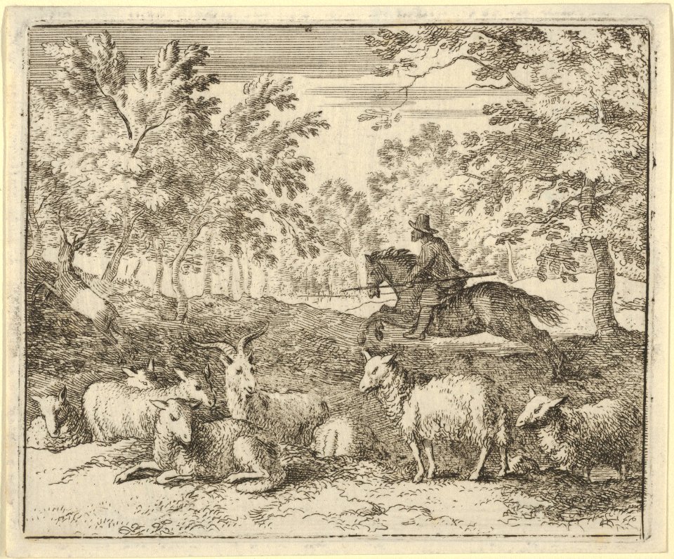 The Shepherd on Horseback Chases the Stag from Hendrick van Alcmar's Renard The Fox MET DP837678