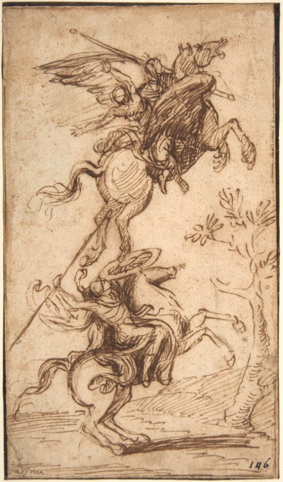 The Sorcerer Atlante Abducting Pinabello's Lady (Ariosto, Orlando Furioso, canto II, 38) MET DP807961