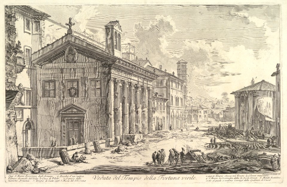 The so-called Temple of Fortuna Virilis (now Church of S. Maria Egizziaca) (Veduta del Tempio della Fortuna Virile) MET DP828294