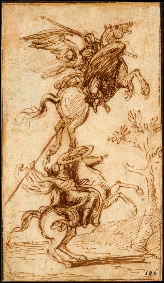 The Sorcerer Atlante Abducting Pinabello's Lady (Ariosto, Orlando Furioso, canto II, 38) MET DT10962