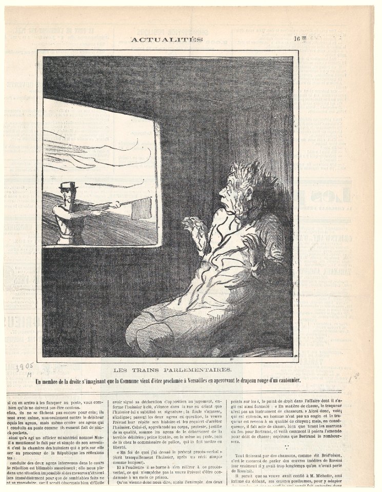 The parliamentary trains from 'News of the day,' published in Le Charivari, January 22, 1872 - MET DP877985