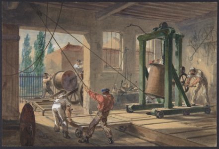 The Reels of Gutta-percha Covered Conducting Wire Conveyed into Tanks at the Works of the Telegraph Construction and Maintenance Company, at Greenwich MET DP801249