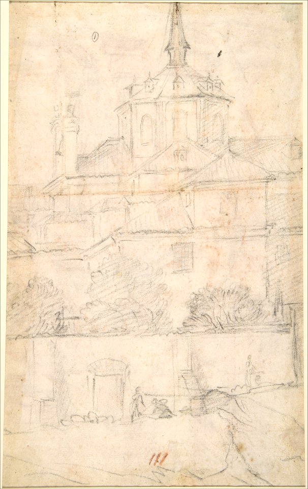 The Mocking of Christ (recto); Exterior View of a Church (verso) MET DP802846