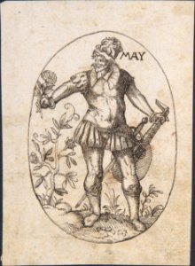 The Month of May- An Elegant Man Holding a Flower and Lute MET DP802473. Free illustration for personal and commercial use.