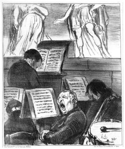 The Orchestra During the Performance of a Tragedy (L'orchestre pendant qu'on joue une tragédie), from Croquis Musicaux, published in Le Charivari, April 5, 1852 MET MM88101
