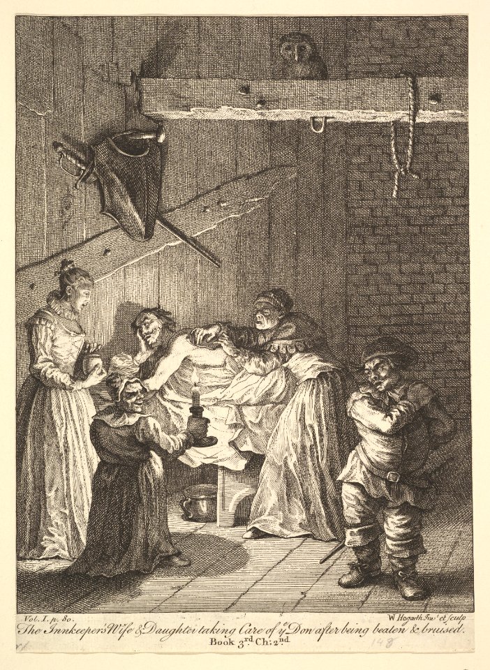 The Innkeeper's Wife & Daughter taking Care of ye Don after being beaten & bruised (Six Illustrations for Don Quixote) MET DP824972