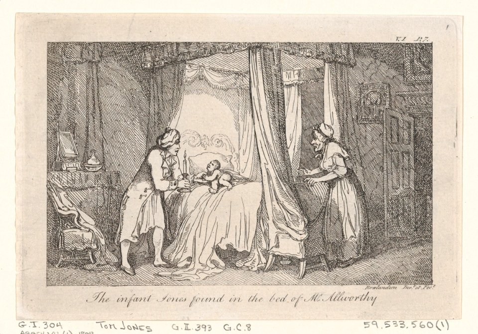 The infant Jones found in the bed of Mr. Allworthy..., illustration to Henry Fielding's "The History of Tom Jones, a Foundling" (Edinburgh, 1791), Vol. I (Book I, chapter 3) MET DP872124