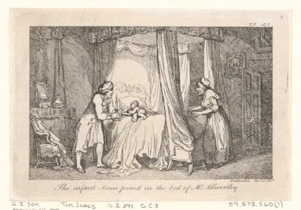 The infant Jones found in the bed of Mr. Allworthy..., illustration to Henry Fielding's "The History of Tom Jones, a Foundling" (Edinburgh, 1791), Vol. I (Book I, chapter 3) MET DP872124