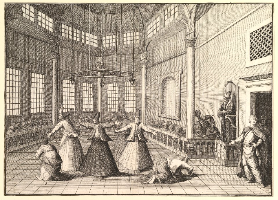 The Inside of a Mosque, the Dervishes Dancing (Aubry de La Mottraye's "Travels throughout Europe, Asia and into Part of Africa...," London, 1724, vol. I, pl. 16) MET DP824500