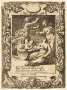 The infant Hercules killing the snakes, set within an elaborate frame, from the 'Loves, Rages and Jealousies of Juno' MET DP812655