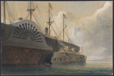 The Old Frigate Iris with Her Freight of Cable Alongside the Great Eastern at Sheerness- The Cable Passed from the Hulk to the Great Eastern MET DP801251