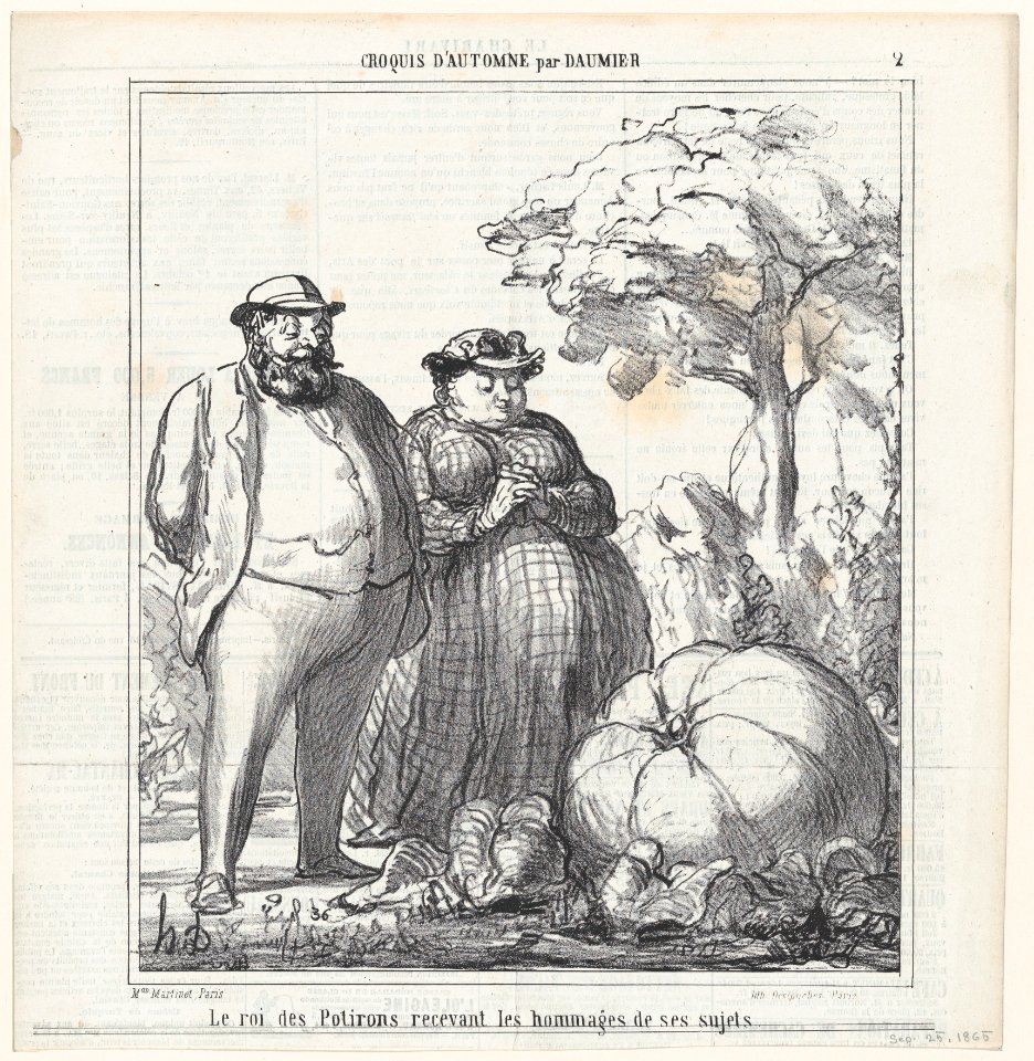 The king of pumpkins receiving the homage of his subjects, from 'Autumn sketches,' published in Le Charivari, September 23, 1865 MET DP877470