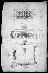 Temple of Portonus, capital, elevations and plan (recto) Unidentified, capital, elevation (verso) MET MM43674