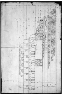 Temple of Minerva, elevation of cornice (recto) Temple of Minerva, elevation of capital and base (verso) MET sf68 769 22r-MM43649
