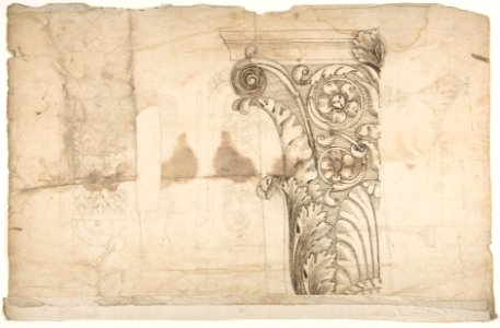 Temple of Portonus, capital, elevations and plan (recto) Unidentified, capital, elevation (verso) MET DP810844