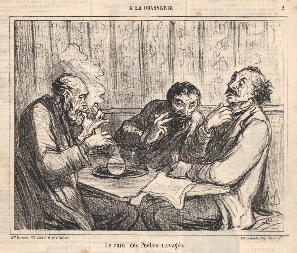 The ravaged poets' corner, from 'In the pub,' published in Le Charivari, January 7, 1864 MET DP876869