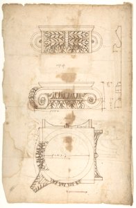 Temple of Portonus, capital, elevations and plan (recto) Unidentified, capital, elevation (verso) MET DP810843