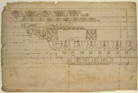 Temple of Minerva, elevation of cornice (recto) Temple of Minerva, elevation of capital and base (verso) MET 68.769.22recto