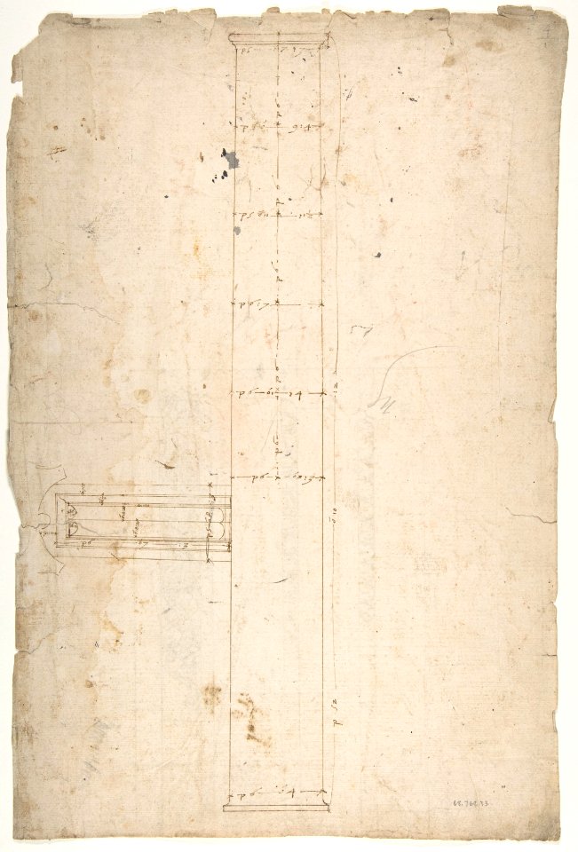 Temple of Minerva, elevation of architrave (recto) Temple of Minerva, column shaft (verso) MET DP810822
