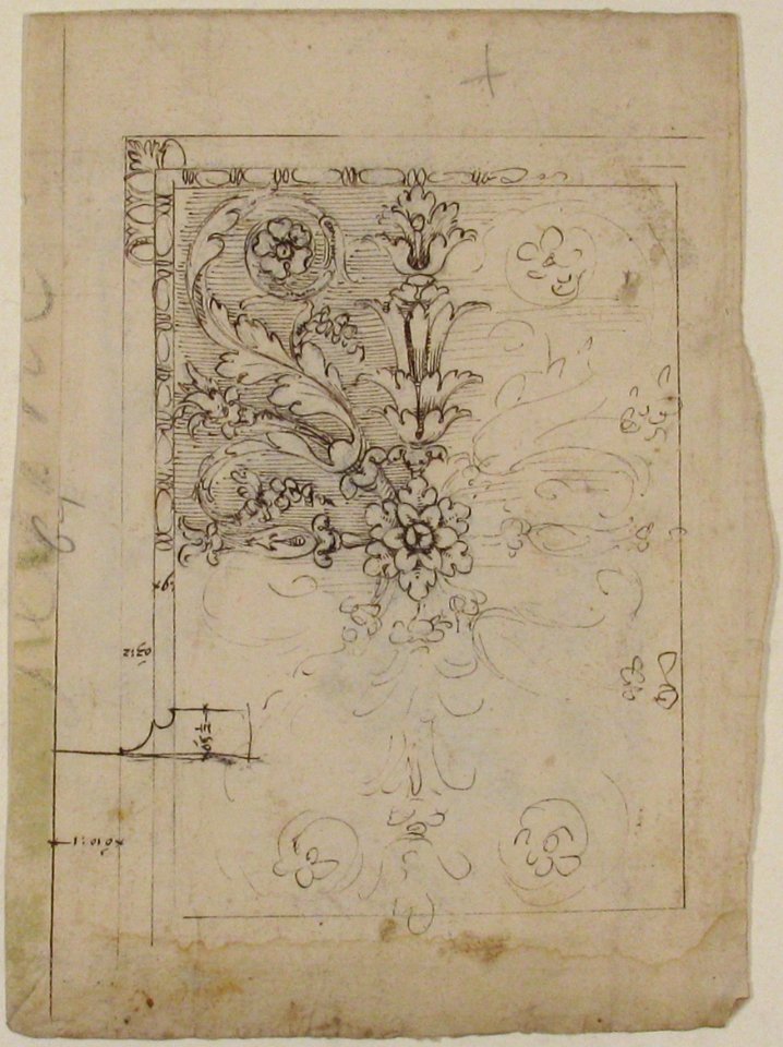 Temple of Castor and Pollux, soffit panel, ceiling plan (recto) Unidentified, stucco or fresco, details (verso) MET 68.769.30recto