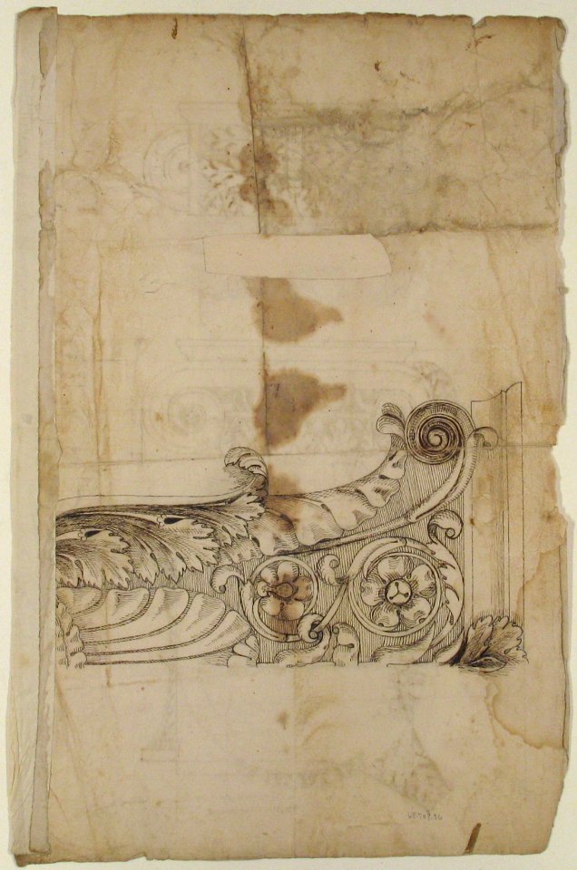 Temple of Portonus, capital, elevations and plan (recto) Unidentified, capital, elevation (verso) MET 68.769.36verso