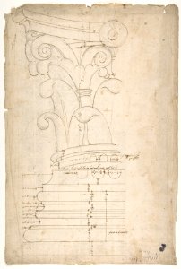 Temple of Minerva, elevation of cornice (recto) Temple of Minerva, elevation of capital and base (verso) MET DP810820