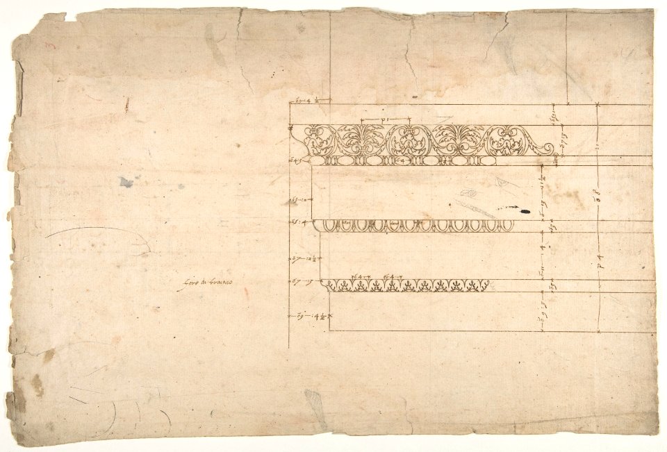Temple of Minerva, elevation of architrave (recto) Temple of Minerva, column shaft (verso) MET DP810821