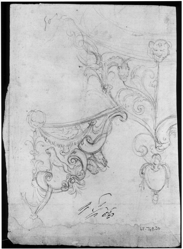 Temple of Castor and Pollux, soffit panel, ceiling plan (recto) Unidentified, stucco or fresco, details (verso) MET sf68 769 30v-MM43665