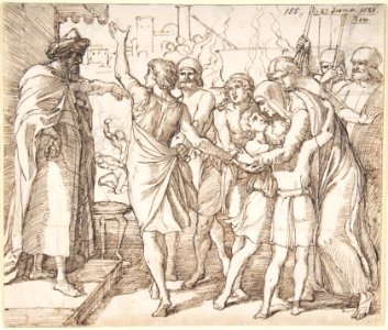 The Martyrdom of the seven brothers; verso- Sketch of two men wrestling (?) MET DP800038