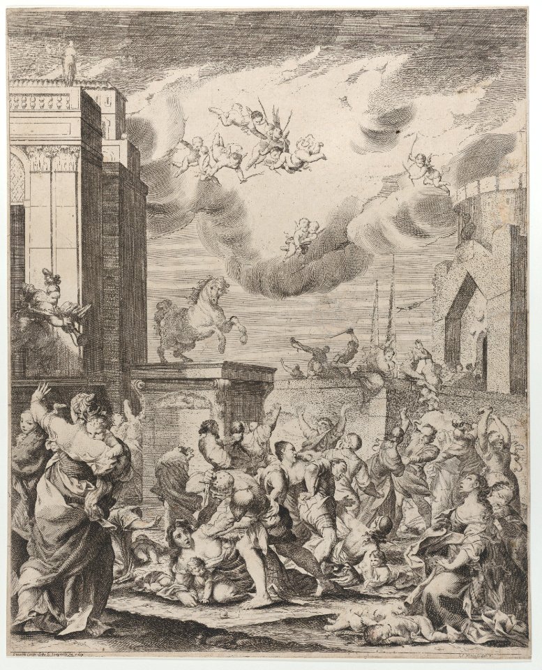 The massacre of the innocents set against a townscape Met DP885722
