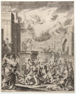 The massacre of the innocents set against a townscape Met DP885722