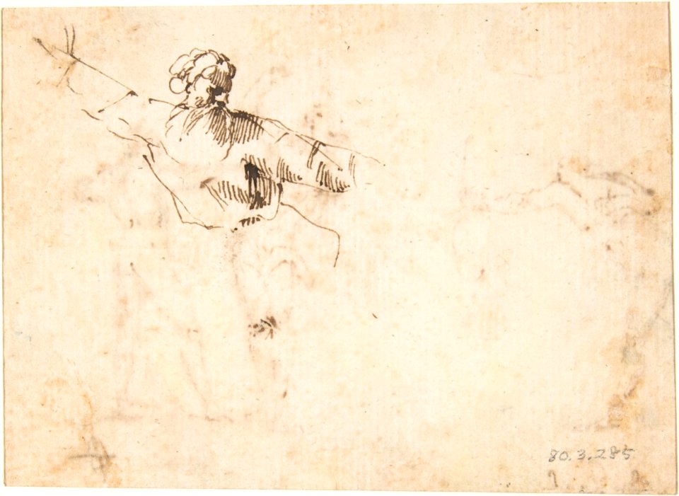 The Martyrdom of Saint Sebastian (recto); Bearded Old Man Blessing Seen in Half-length (verso) MET DP807644