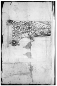 Temple of Portonus, capital, elevations and plan (recto) Unidentified, capital, elevation (verso) MET sf68 769 36v-MM43675
