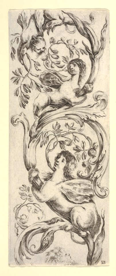 Three sphinxes climbing a vine, from 'Ornaments or Grotesques' (Ornamenti o Grottesche) MET DP833531