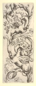 Three sphinxes climbing a vine, from 'Ornaments or Grotesques' (Ornamenti o Grottesche) MET DP833531