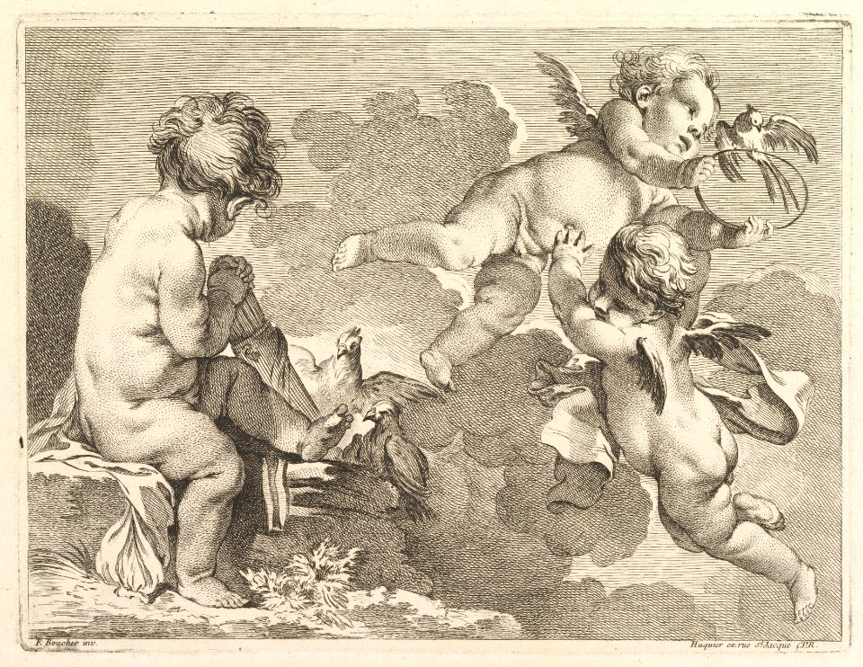 Three Loves, one of which is seated, holding a quiver MET DP825508