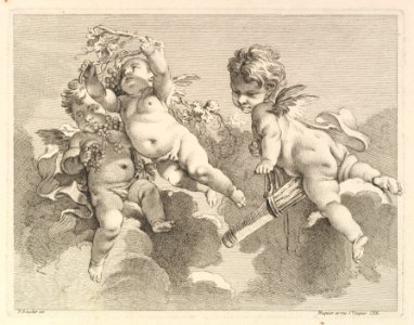 Three Loves, One holding a Quiver, the Other, Grapes MET DP825509