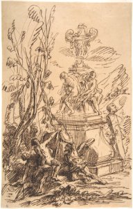 Three Men in a Landscape near Sculptures MET DP807628