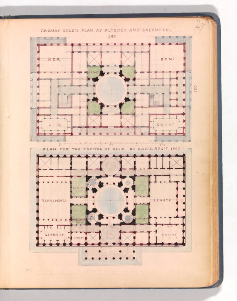 Thomas Cole's Plan as Altered and Executed; and Plan for the Capitol of Ohio, by Davis, Arc't 1837 MET DP359863