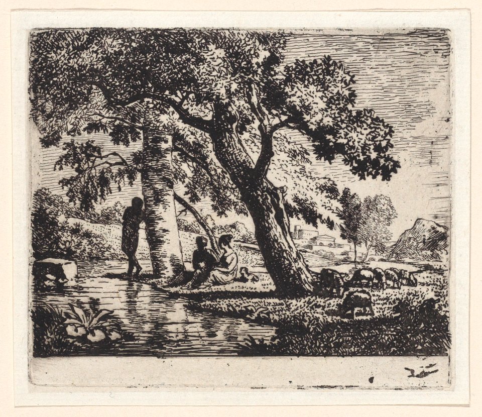 Three figures seated beneath a tree Met DP887890