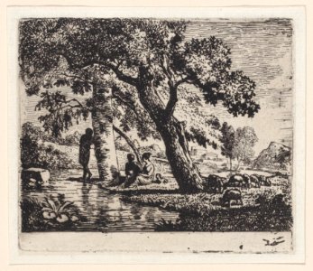 Three figures seated beneath a tree Met DP887890