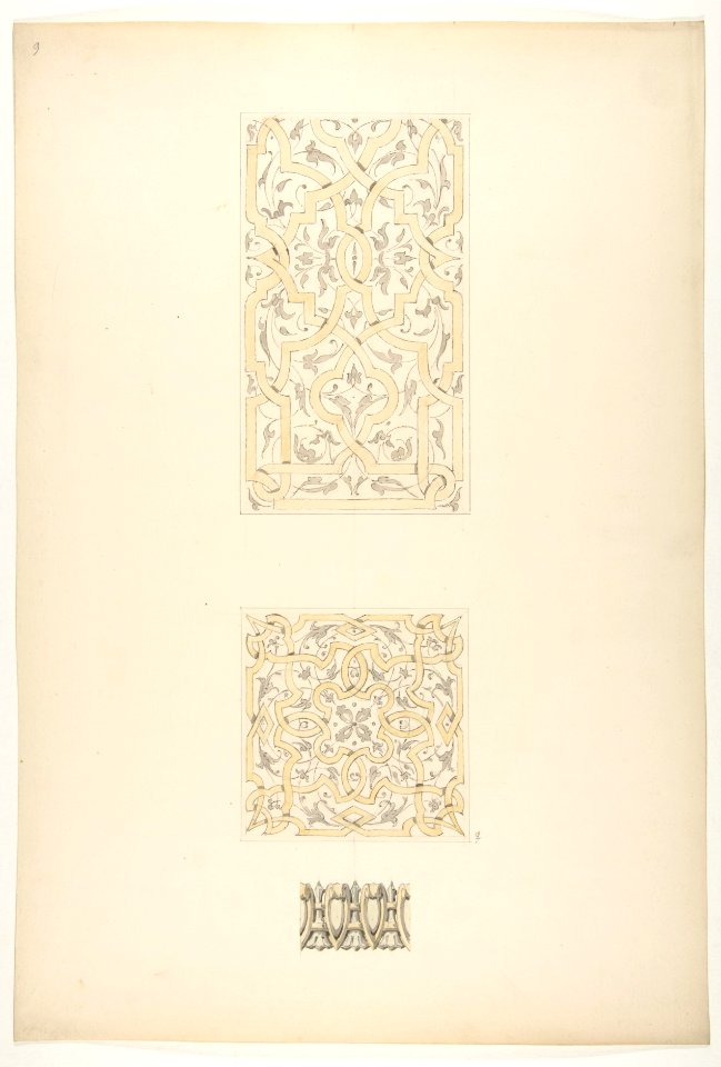 Three designs for decorative motifs in strapwork, rinceaux, and egg-and-dart patterns MET DP811449
