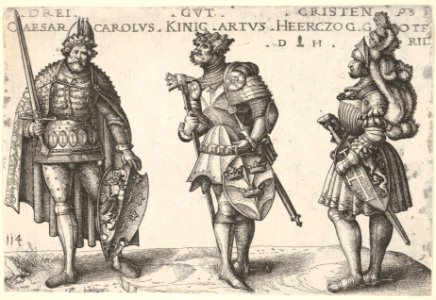 Three Worthy Christians- Charlemagne, King Arthur, and Geoffrey of Bouillon MET DP834175