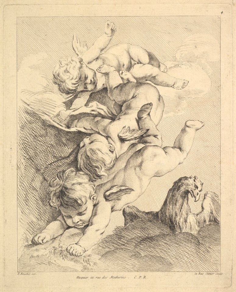Three Cupids Turning a Somersault, an Eagle on the Right MET DP826307
